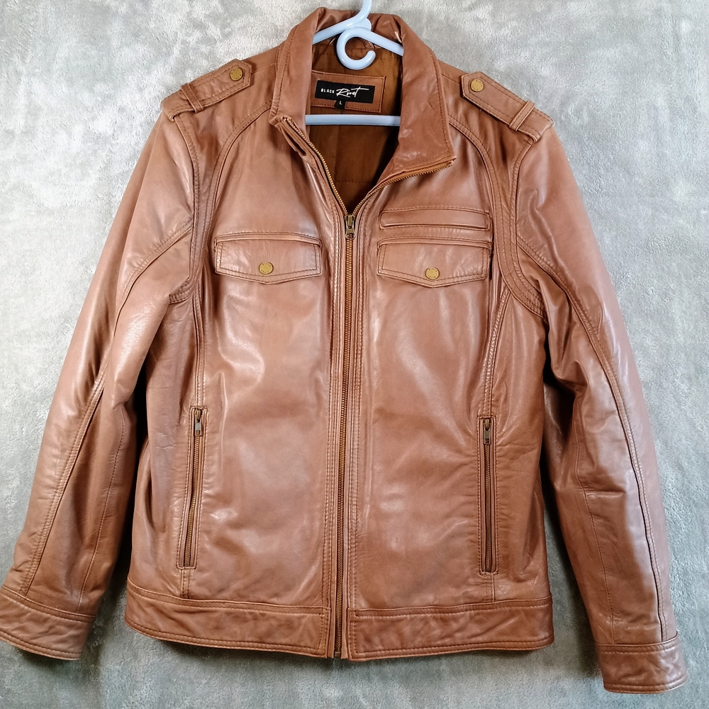 Black Rivet Women's Classic Brown Leather Motorcycle Jacket